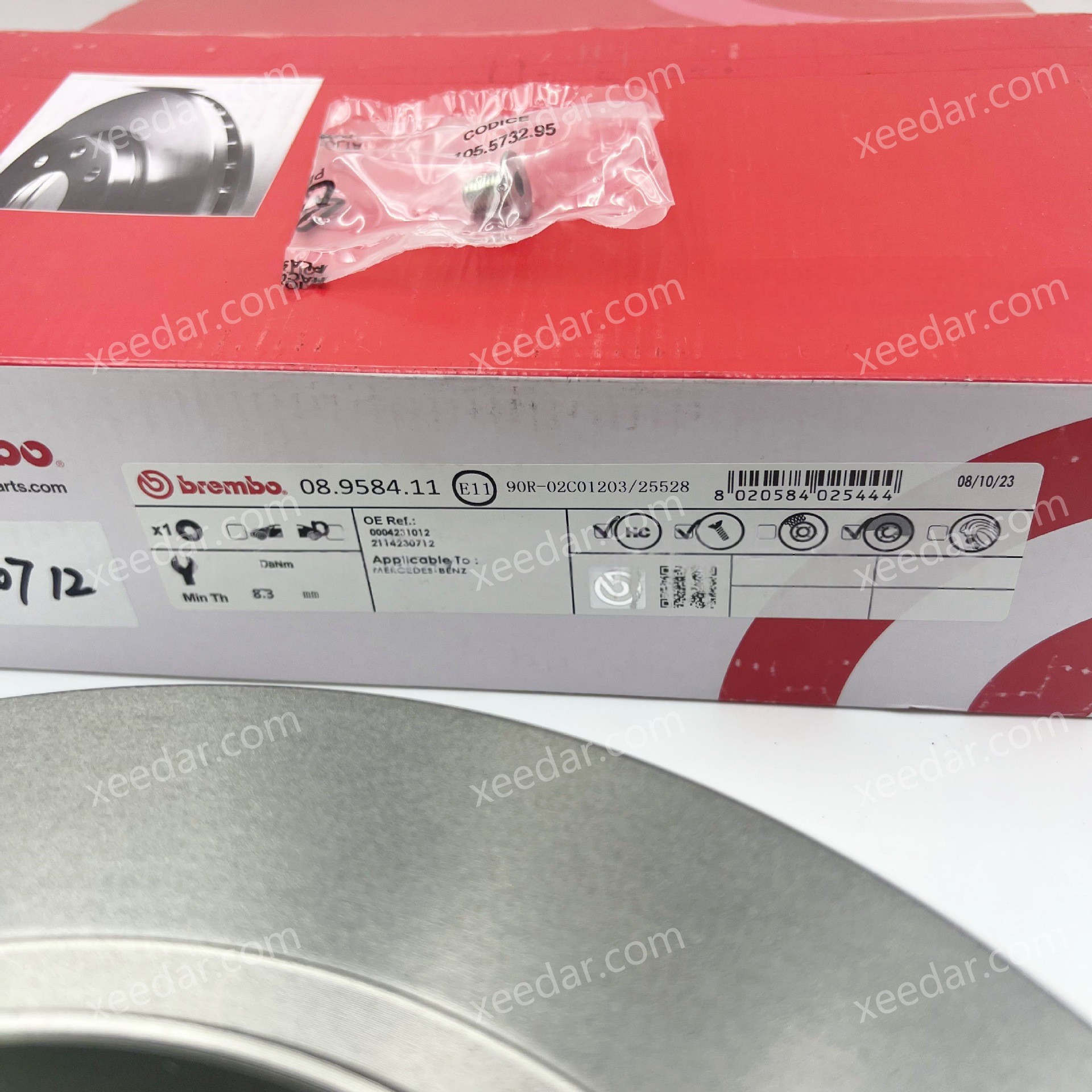 BREMBO 08.9584.11 Rear Brake Disc for Mercedes-Benz W212/W211